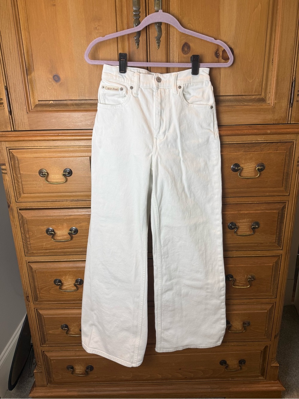 Calvin Klein White Ultra High-Rise Wide Leg Jeans